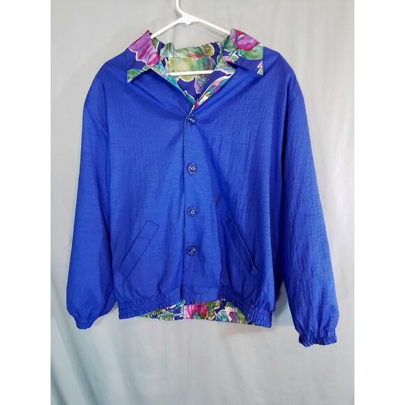 Joan Walter's Floral Reversible Windbreaker Jacket - Picture 5 of 6